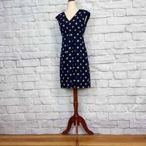 Tom Joule Collection Navy Blue & Tan Polka Dot Dress